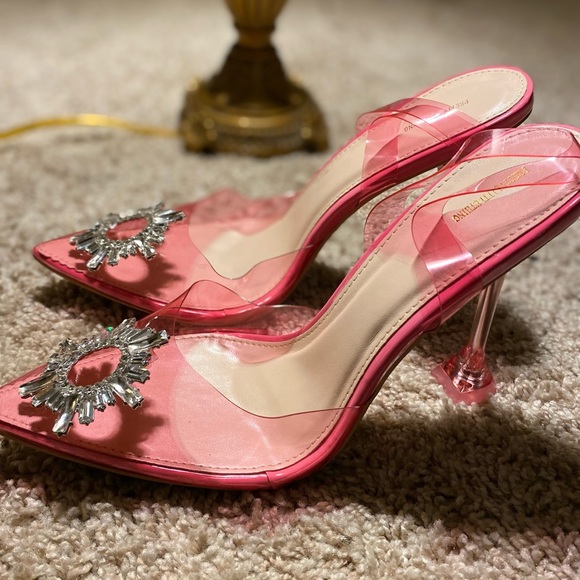 Pink Clear Diamante Sling Back Cake Stand High Heels. Size 8 - Picture 5 of 5